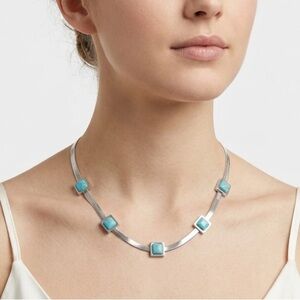 Silver Plated turquoise necklace snake chain Stainless Steel womens jewelry